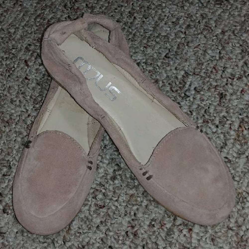 MJUS blush colored suede flats